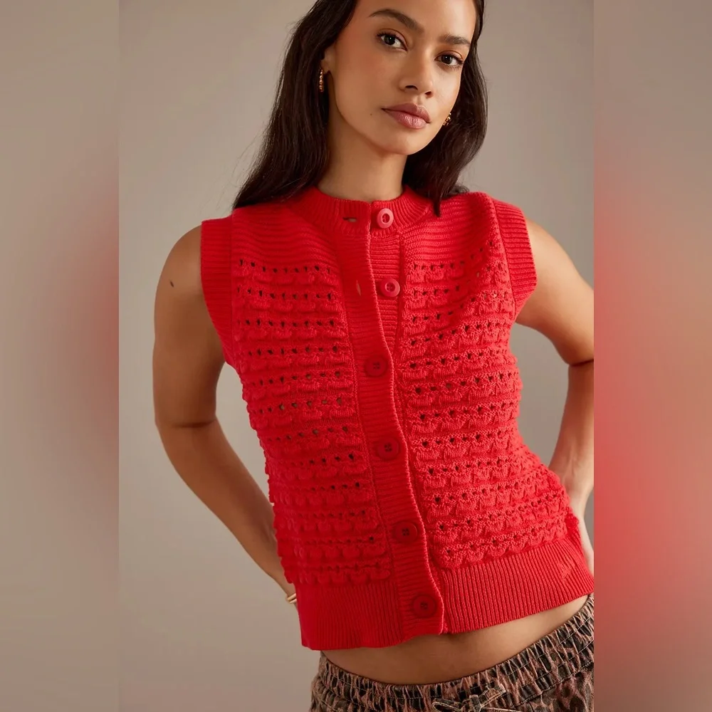 Damson Madder Aggie Knitted Tank in Red UK 10 / US 6 - Picture 6 of 15